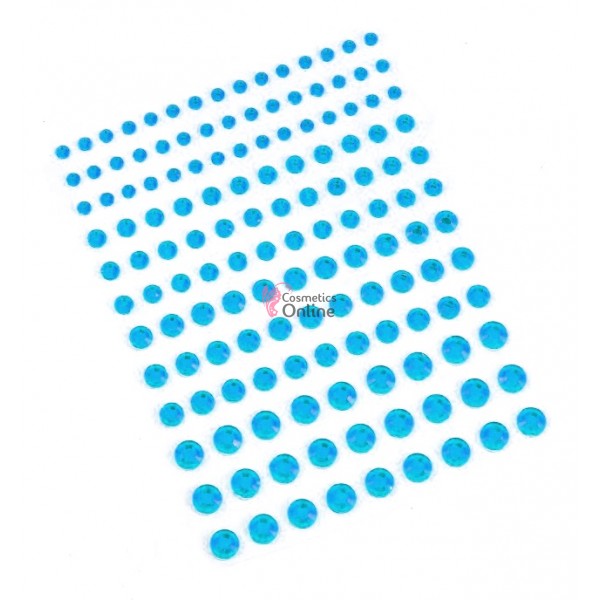 Strasuri din acril pentru make-up, par sau corp cu adeziv SGS013GG Blue Sky de 2-6mm 156 buc